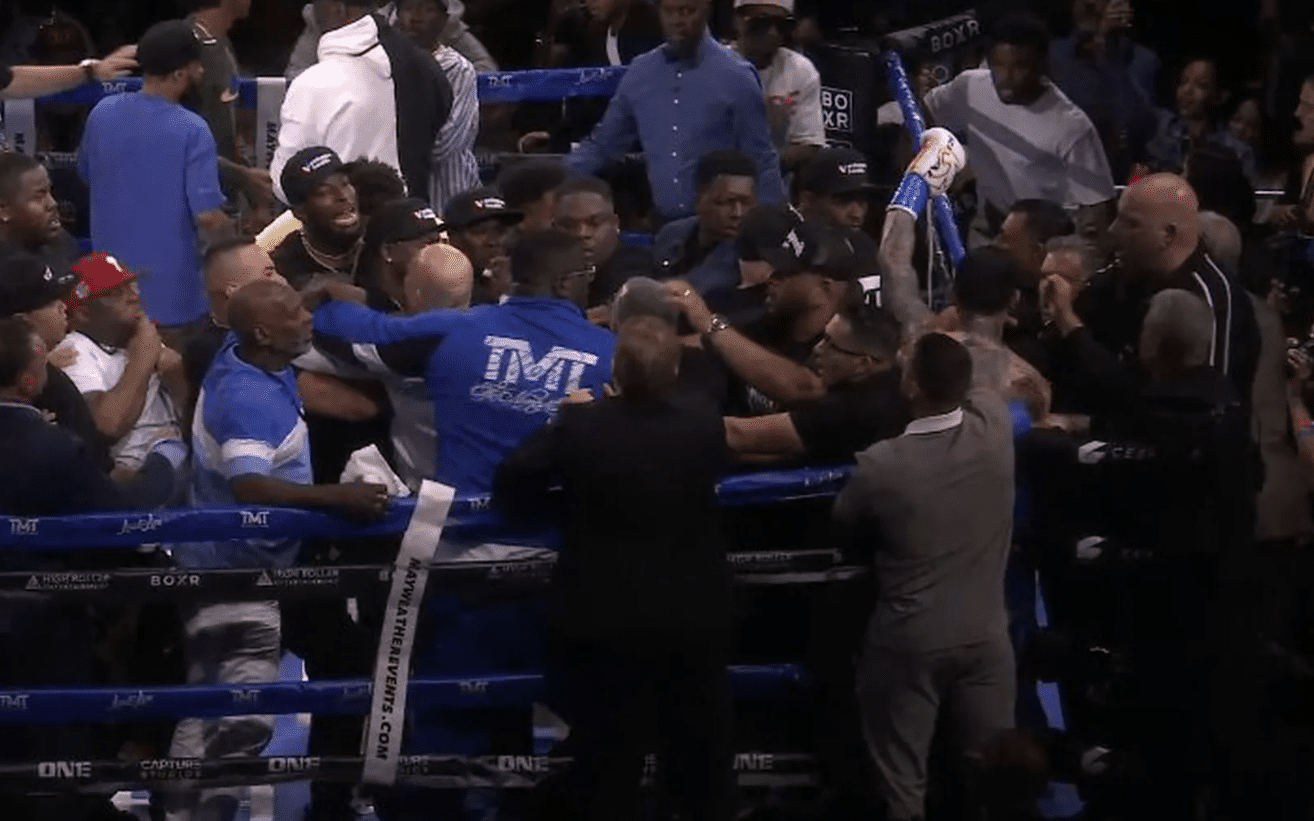 Floyd Mayweather's Exhibition Against John Gotti III Stopped After Ring Brawl
