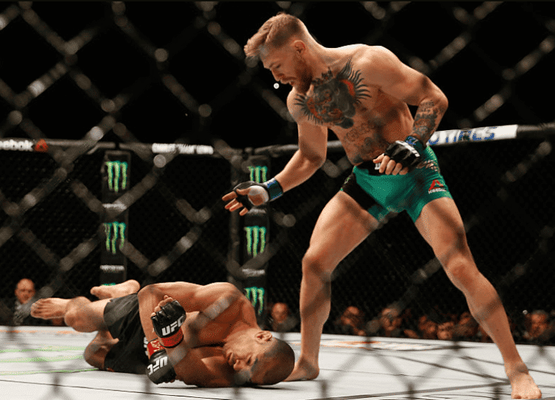 McGregor knocks down Aldo thirteen seconds into the match